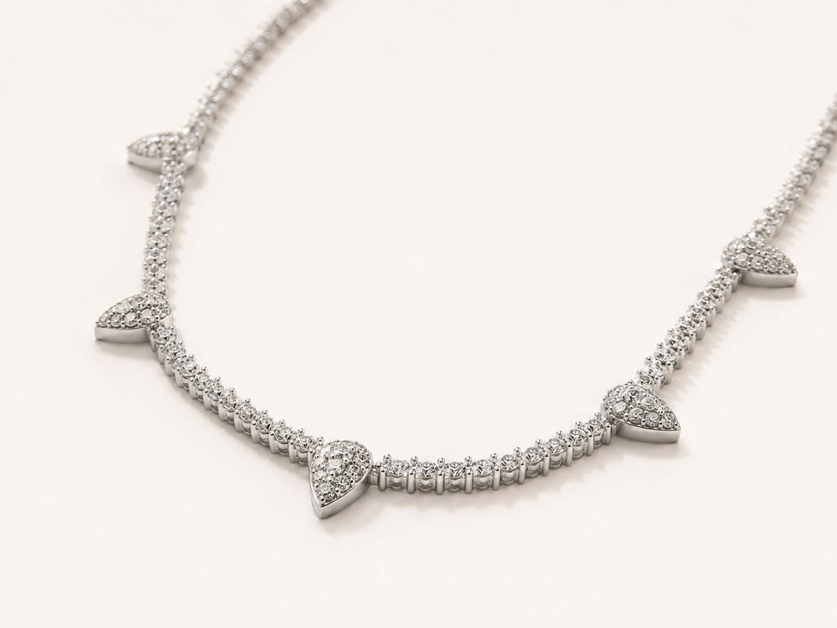 3.50 CT Pear-Drop Diamond Necklace in 14K White Gold
