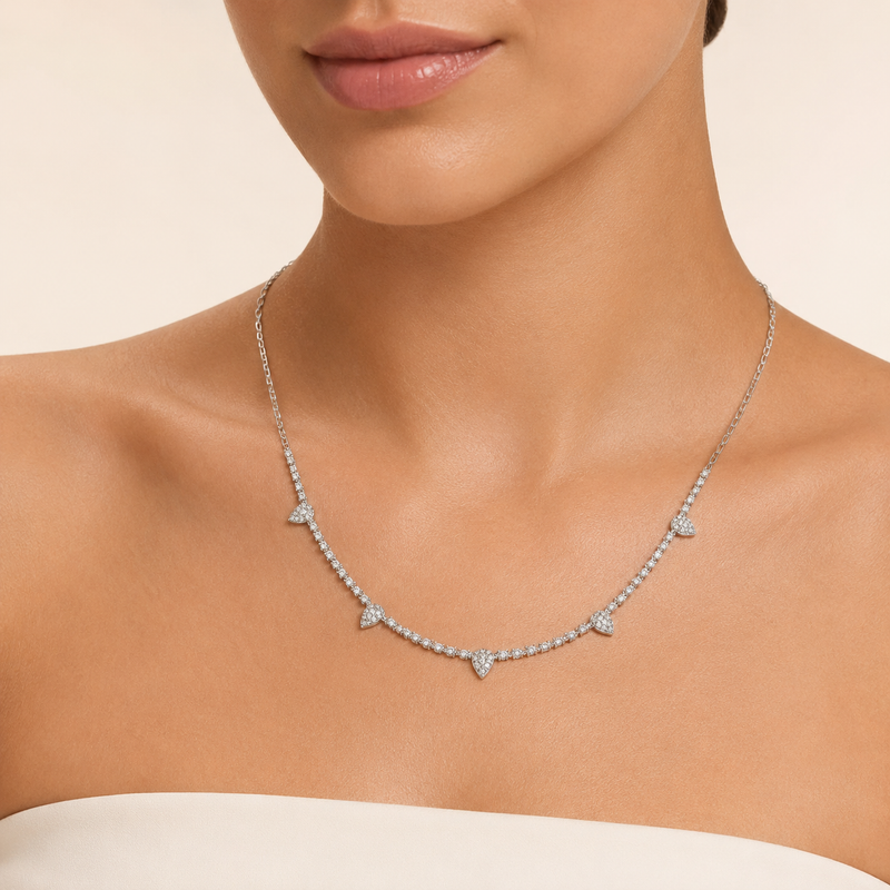 3.50 CT Pear-Drop Diamond Necklace in 14K White Gold