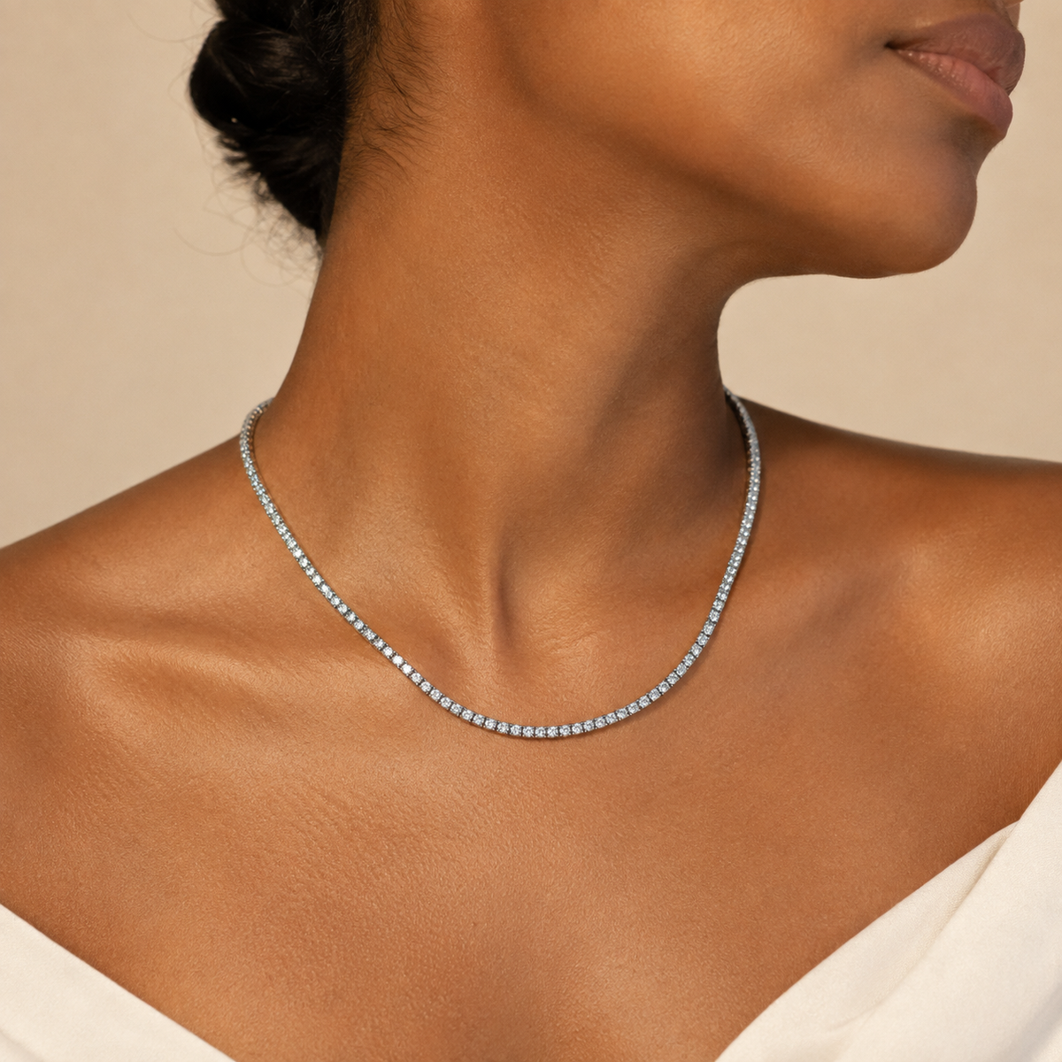 11.00 CT Natural Diamond Tennis Necklace in 14K White Gold