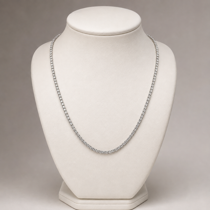 11.00 CT Natural Diamond Tennis Necklace in 14K White Gold
