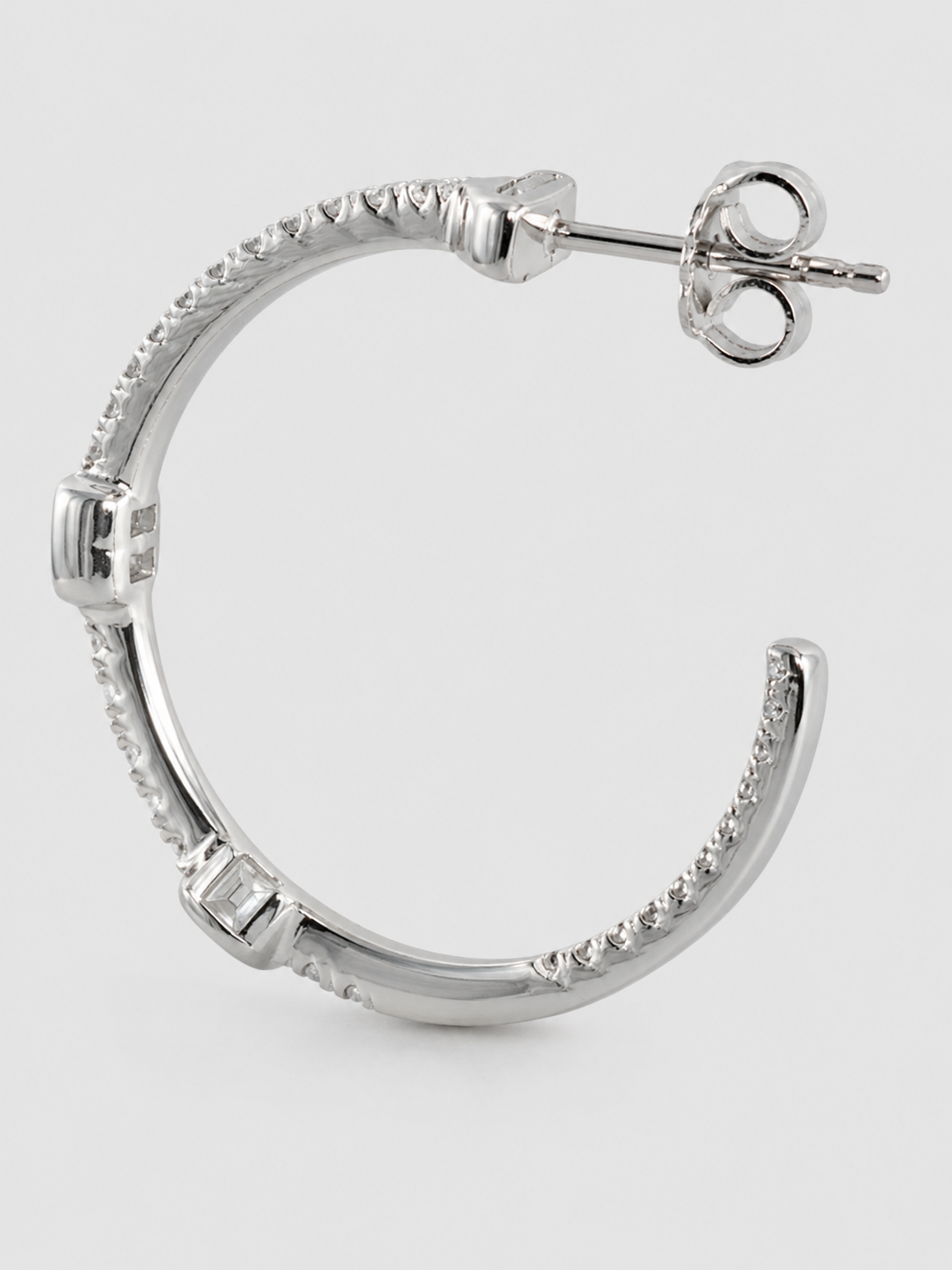 0.47 CT Diamond Hoop Earrings in 14K White Gold