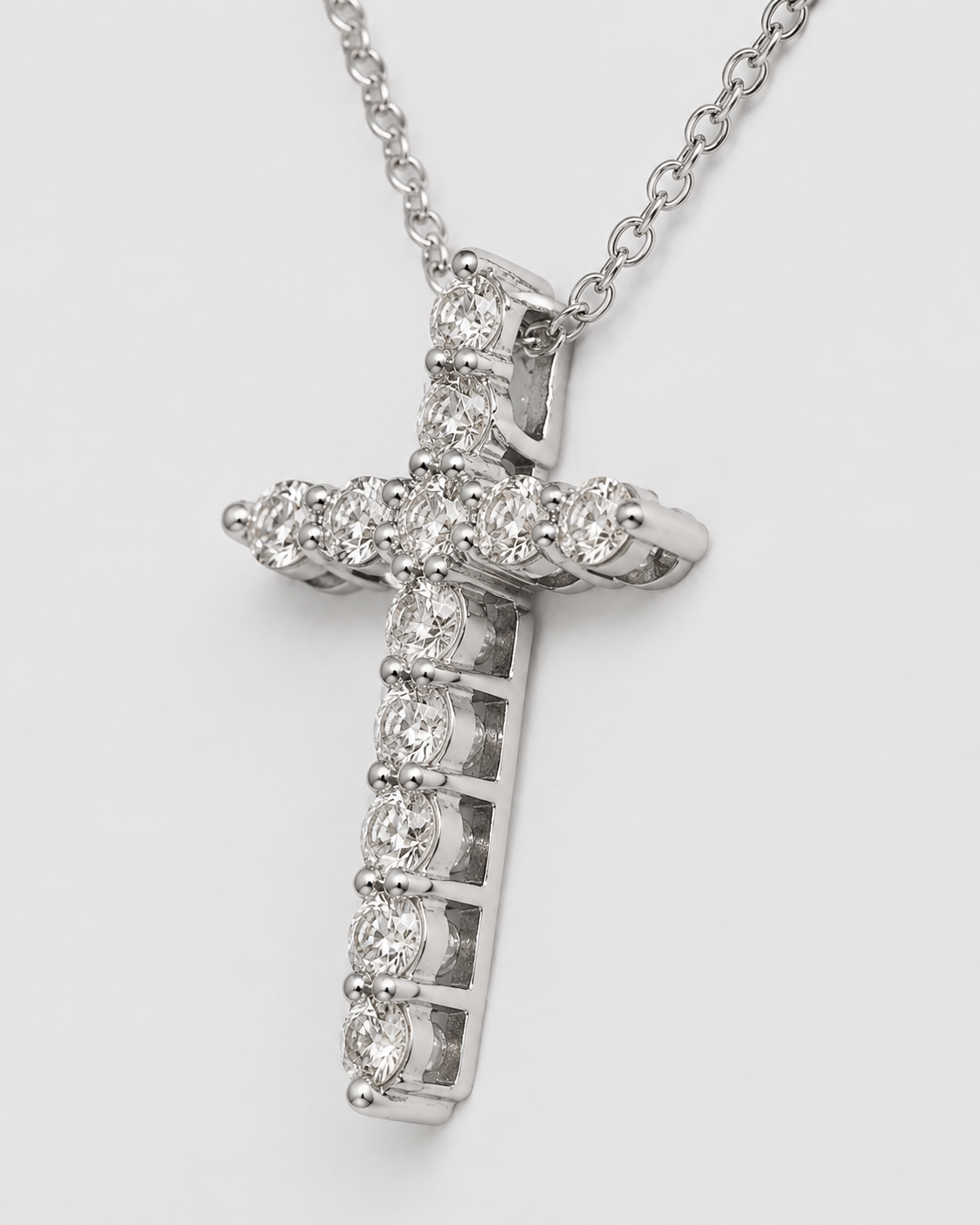1.00 CT Diamond Cross Necklace – 14K White or Yellow Gold