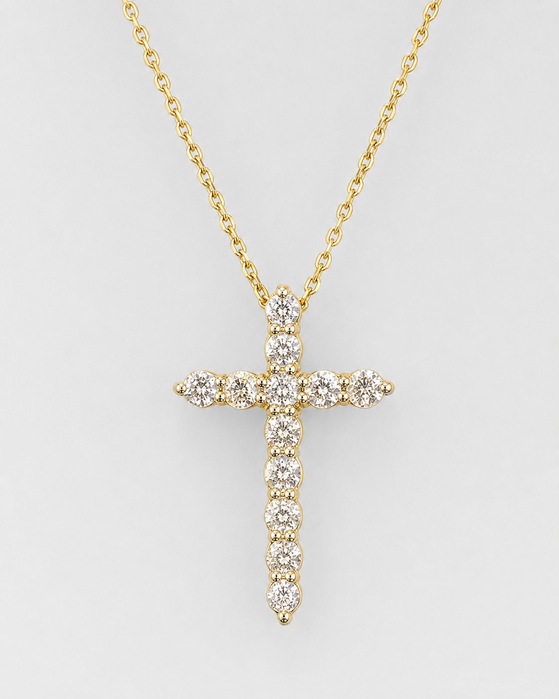 1.00 CT Diamond Cross Necklace – 14K White or Yellow Gold