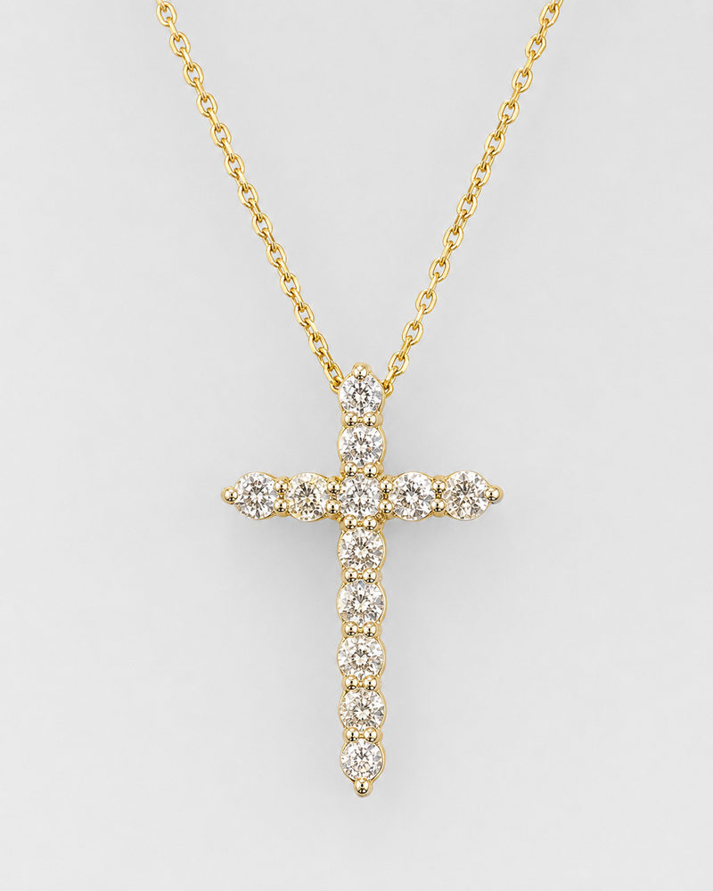 1.00 CT Diamond Cross Necklace – 14K White or Yellow Gold