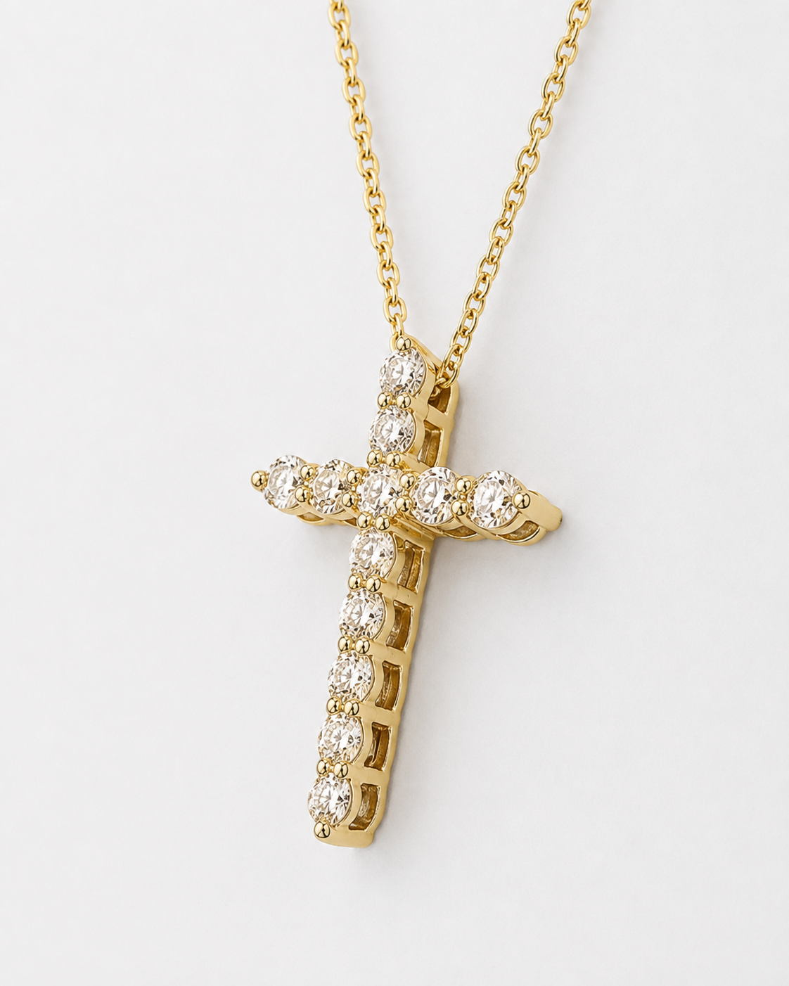 1.00 CT Diamond Cross Necklace – 14K White or Yellow Gold