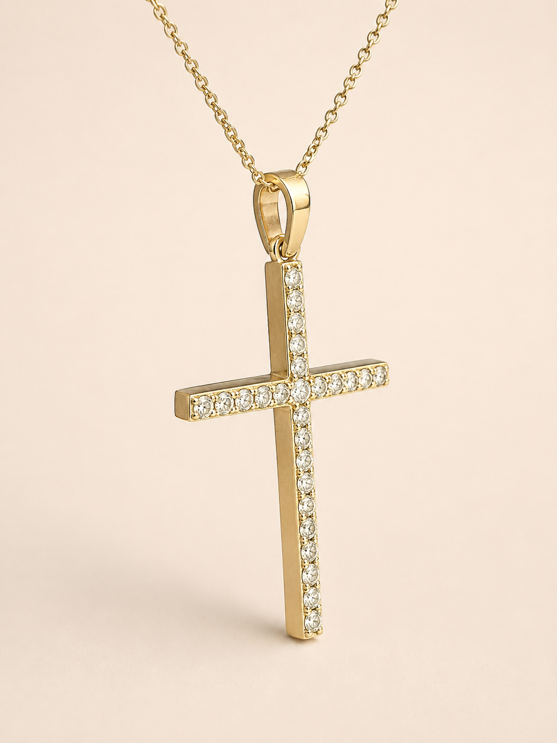 0.75 CT Diamond Cross Pendant in 14K Yellow Gold
