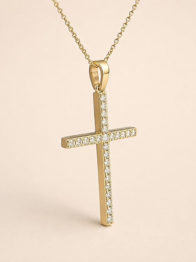 0.75 CT Diamond Cross Pendant in 14K Yellow Gold