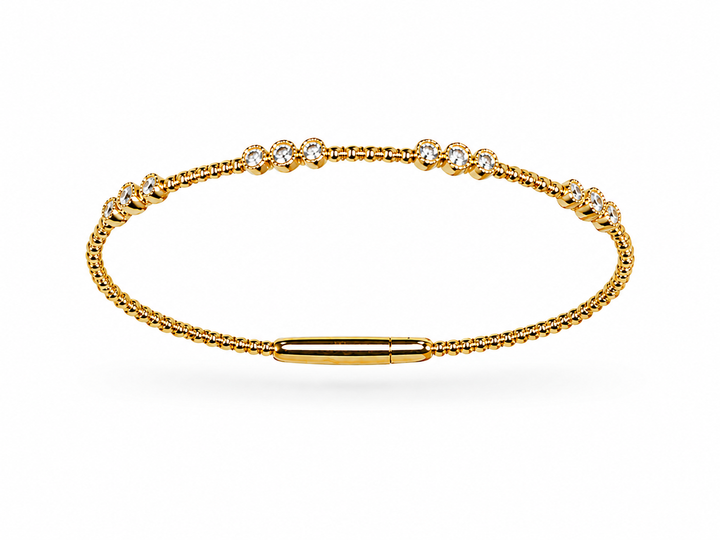 14K Yellow Gold Diamond Beaded Bracelet – 0.50 CTW