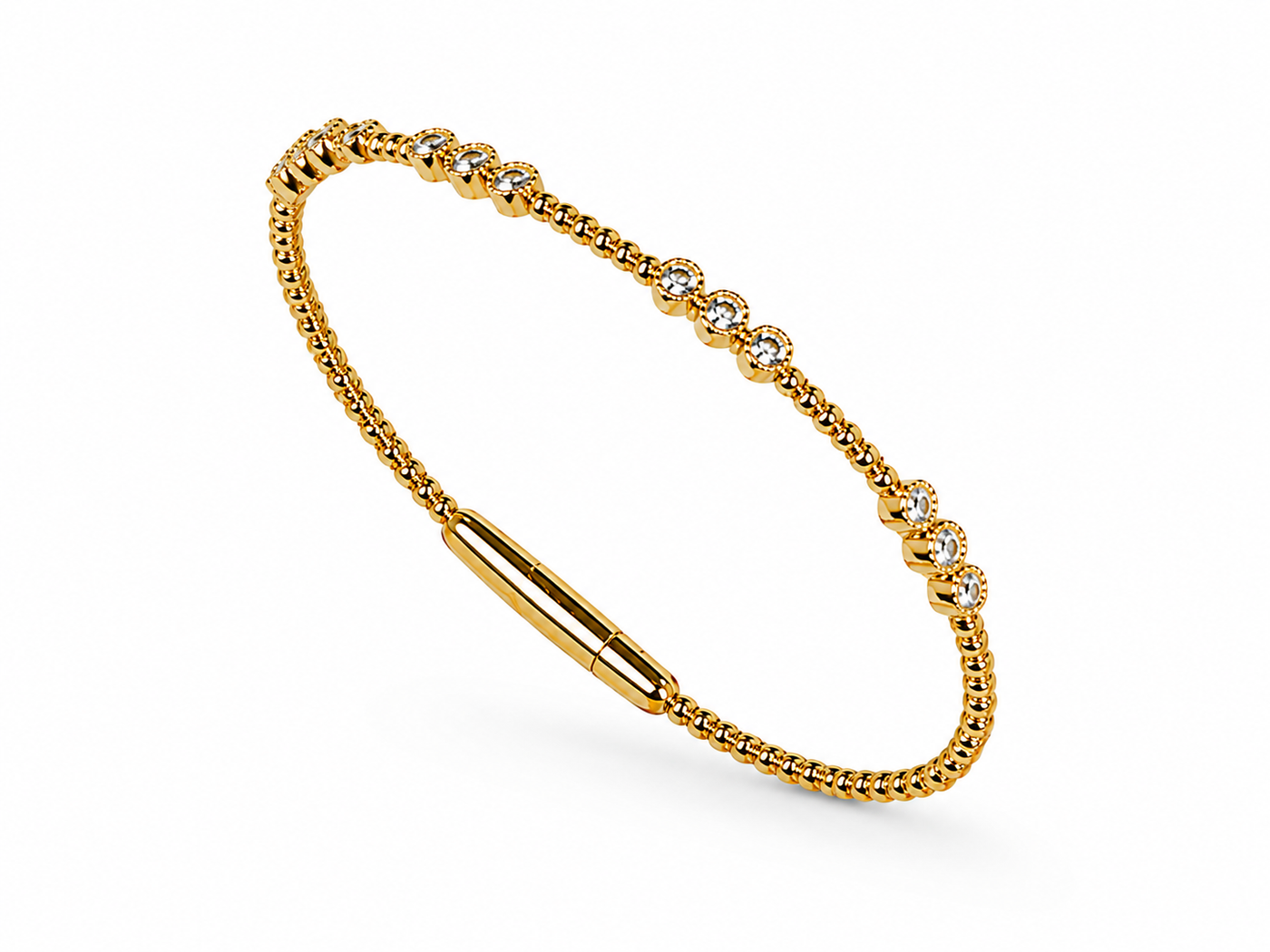 14K Yellow Gold Diamond Beaded Bracelet – 0.50 CTW