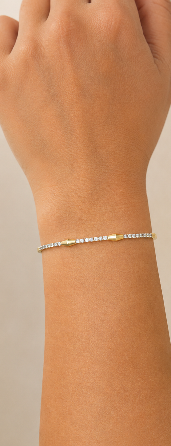 14K Two-Tone Gold Diamond Bangle Bracelet – 0.40 CTW
