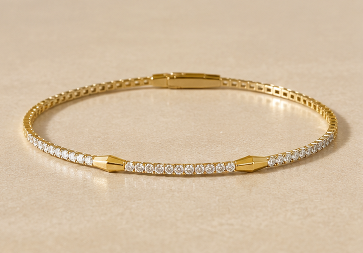 14K Two-Tone Gold Diamond Bangle Bracelet – 0.40 CTW