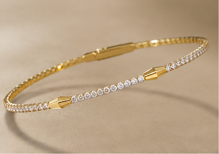 14K Two-Tone Gold Diamond Bangle Bracelet – 0.40 CTW