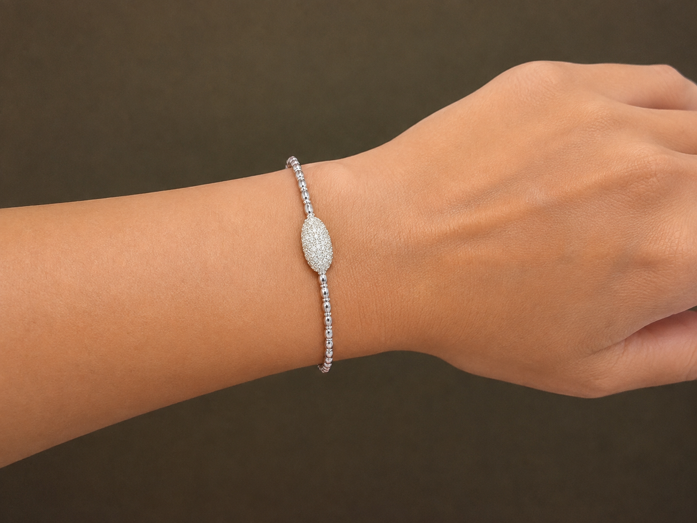 14K White Gold Diamond Beaded Bracelet – 0.50 CTW