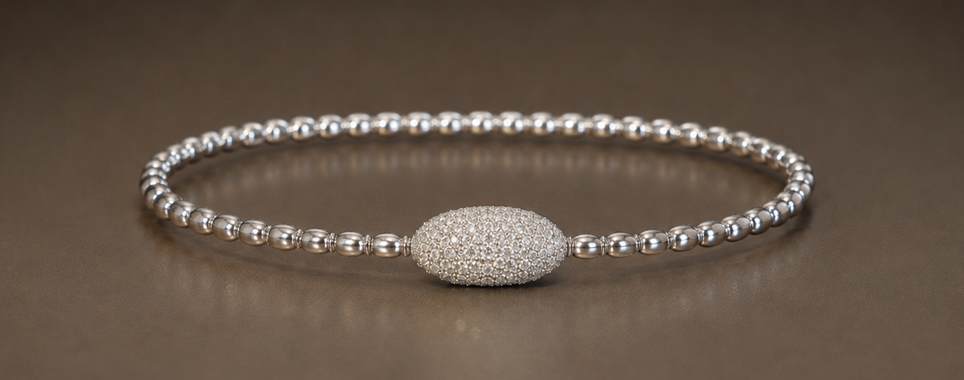 14K White Gold Diamond Beaded Bracelet – 0.50 CTW