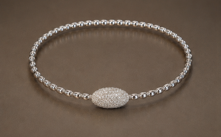 14K White Gold Diamond Beaded Bracelet – 0.50 CTW