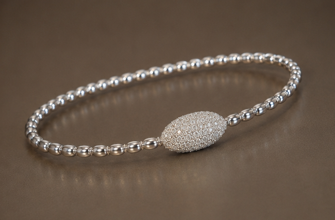 14K White Gold Diamond Beaded Bracelet – 0.50 CTW