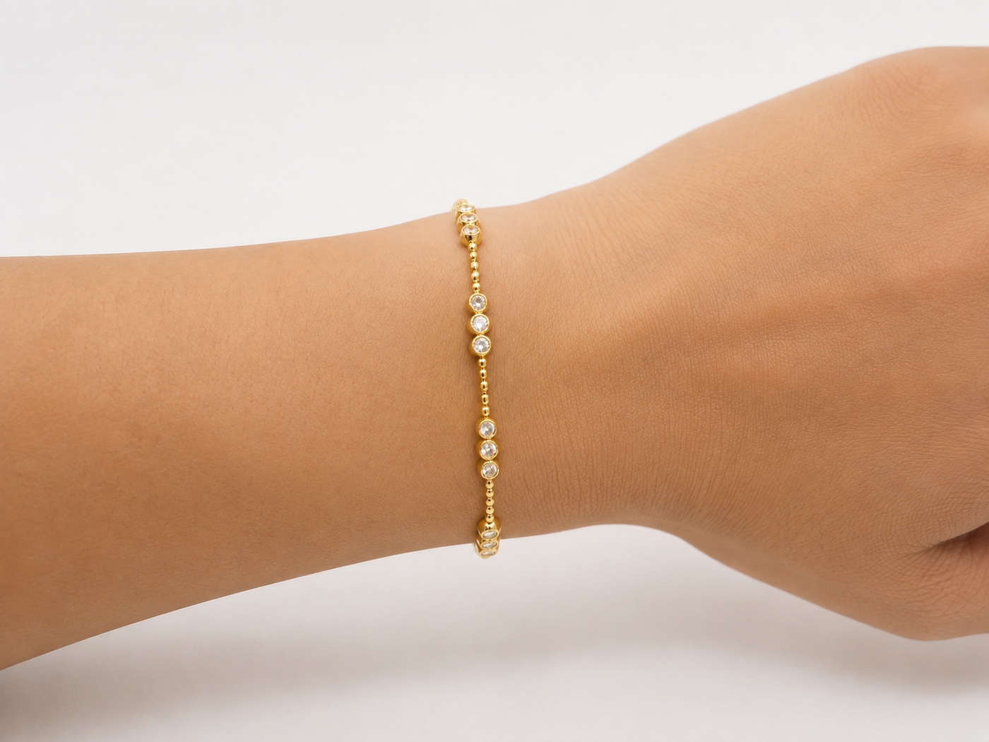 14K Yellow Gold Diamond Beaded Bracelet – 0.50 CTW