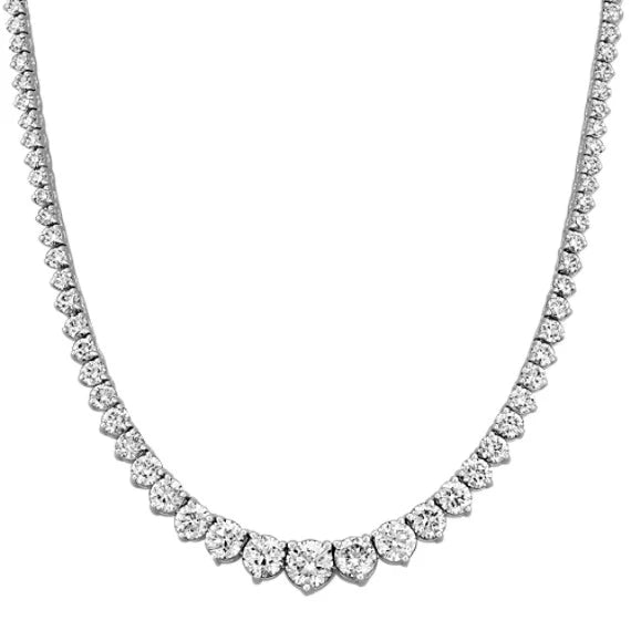 12.00 CT Graduated Diamond Tennis Necklace in 14K White Gold